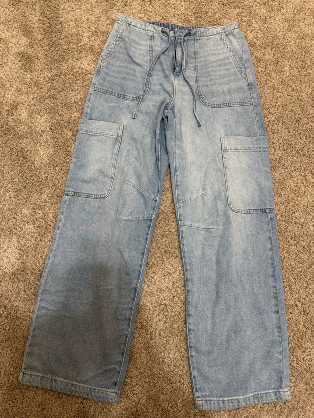 Arizona Jean Co Cargo Wide Leg Jeans Size 2 Light Wash Y2K
